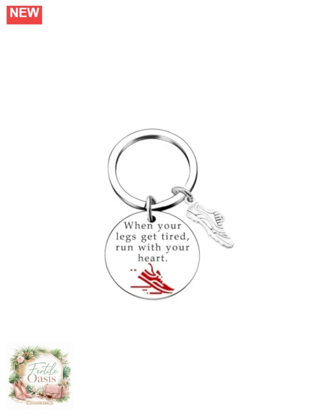 Stainless Steel Runner Keychain Motivational Cross Country Gift